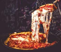 DEEP DISH PIZZA SM 4 slices MED 6 slices LG 8 slices MEATY LEGEND Pepperoni, Italian sausage, Canadian bacon, bacon 24 30 34 CHICAGO FIRE Hot & spicy patty-style sausage, fire roasted red peppers,