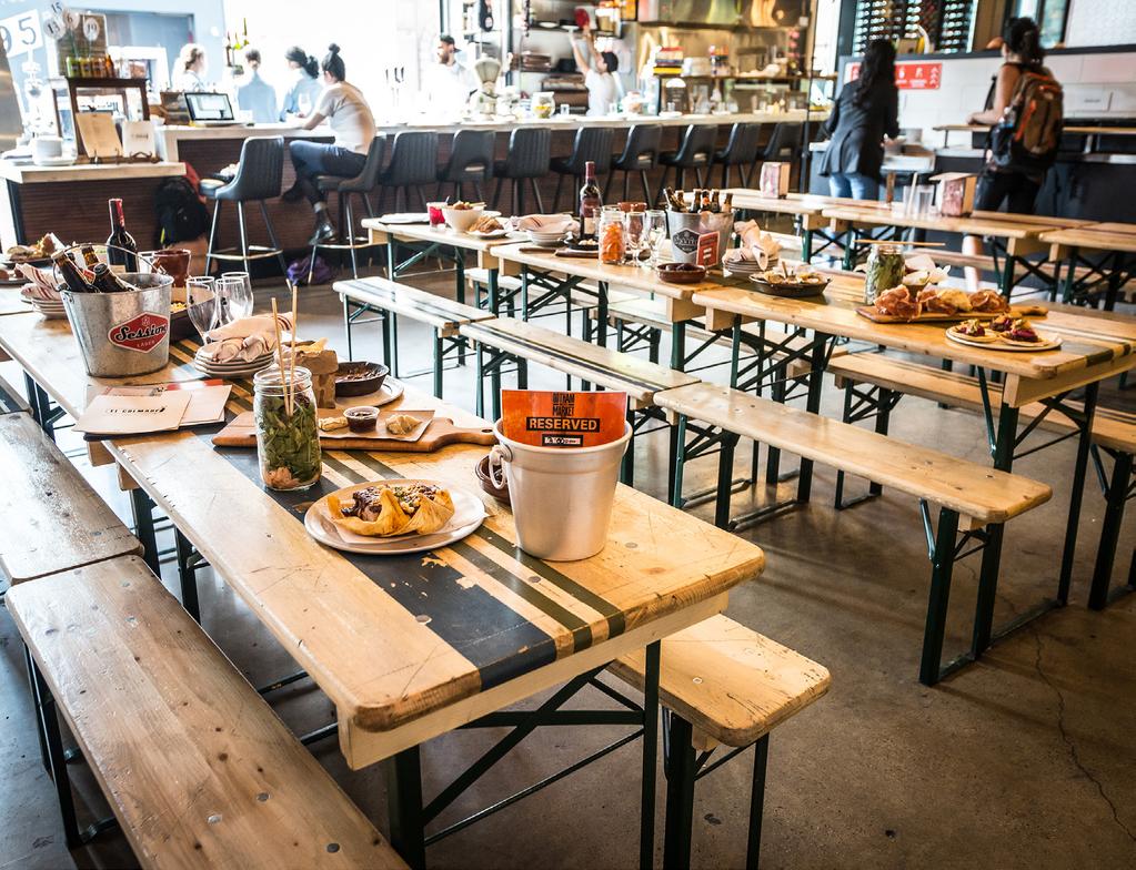 MARKET TABLES If you and your guests prefer the bustling energy of the market, reserve one or more of our communal tables in the public area for your event.
