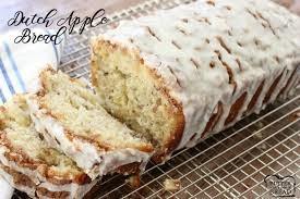 Dutch Apple Bread 1/2 cup softened butter (1 cube) 1 cup granulated sugar 2 eggs 1/2 cup milk 1 tsp vanilla extract 2 cups all-purpose flour 1/2 tsp salt 1 tsp baking powder 1 1/2 cups diced peeled