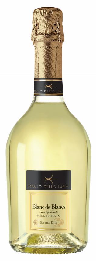 Both Bacio Della Luna Cuvee (winemakers blend) and Blanc de Blancs (more equal parts white grapes) use Glera, Pinot Bianco, Chardonnay, and other white grapes from the