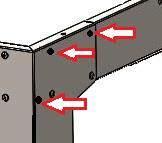 1/4 Split Washers (Item #16) and 1/4-20 x1/2 Screws (Item #15) should be inserted into the three pre-drilled holes from the outside of the cart.