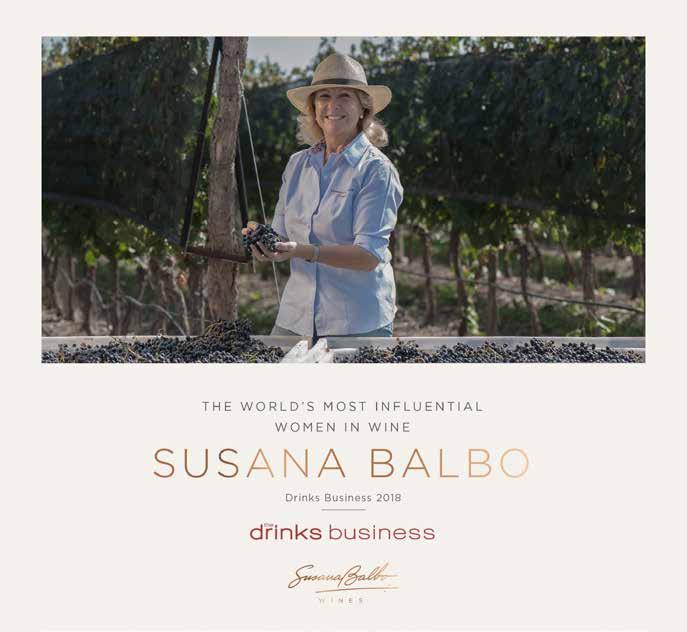 SUSANA BALBO NAMED AMONG THE WORLD S 10 MOST INFLUENTIAL WOMEN IN WINE March 8, 2018 Susana Balbo was recently recognized as one of the 10 Most Influential Women in Wine by The Drinks Business.