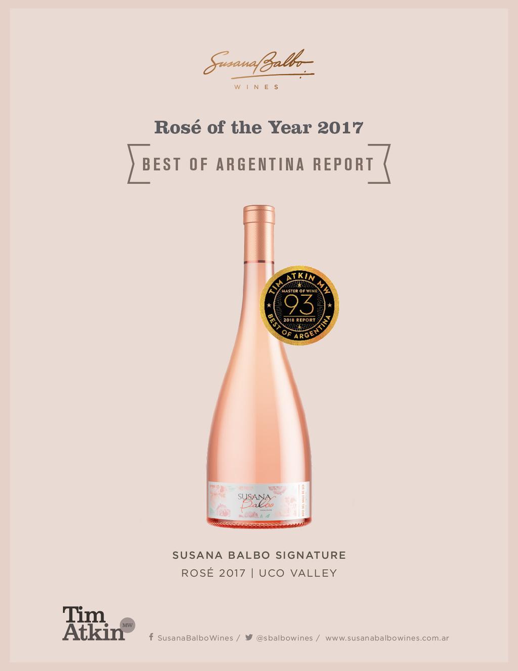 Susana Balbo Wines was also included on Atkin s list of First Growth wineries, a group that represents the most prestigious wineries and includes only 20 in Argentina.