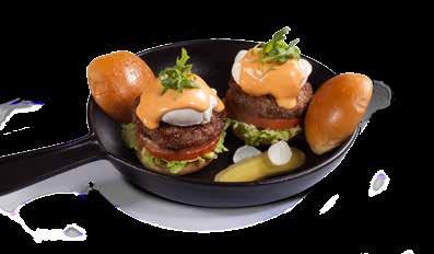 APPETIZER Rainbow Sliders 95 Grilled Angus Beef patty, melted American cheese on toasted colorful mini buns with lettuce, tomato and Sugar Factory special sauce Rainbow Sliders Egg Benedict Mini
