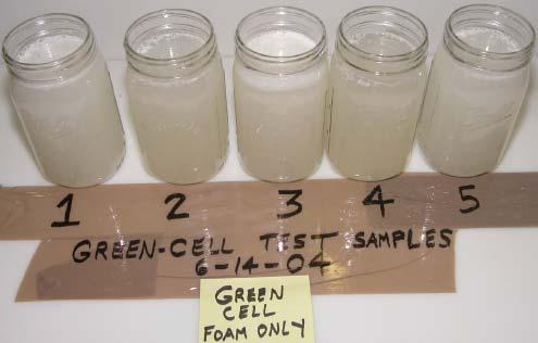 Figure 6. Processed Green Cell Foam Effluent Samples 4.4 Step four intermixed both paper and Green Cell foam materials into one batch for processing.
