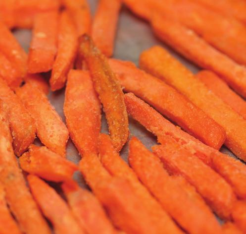LESSON 1: Squash and Sweet Potatoes 189 Oven-Baked Sweet Potato Fries Makes: 6 servings Serving size: ½ cup 3 sweet potatoes, washed and peeled 2 Tablespoons vegetable oil Salt and black pepper to