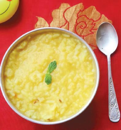 TOMATO KHICHDI Tomato for your baby See page no 47 - Ingredients : 2/3 cup Rice. 1/3 cup Toor or Moong Dal. 1 onion. 1 tomato. 1/2 teaspoon jeera seeds or 1/2 teaspoon jeera powder.
