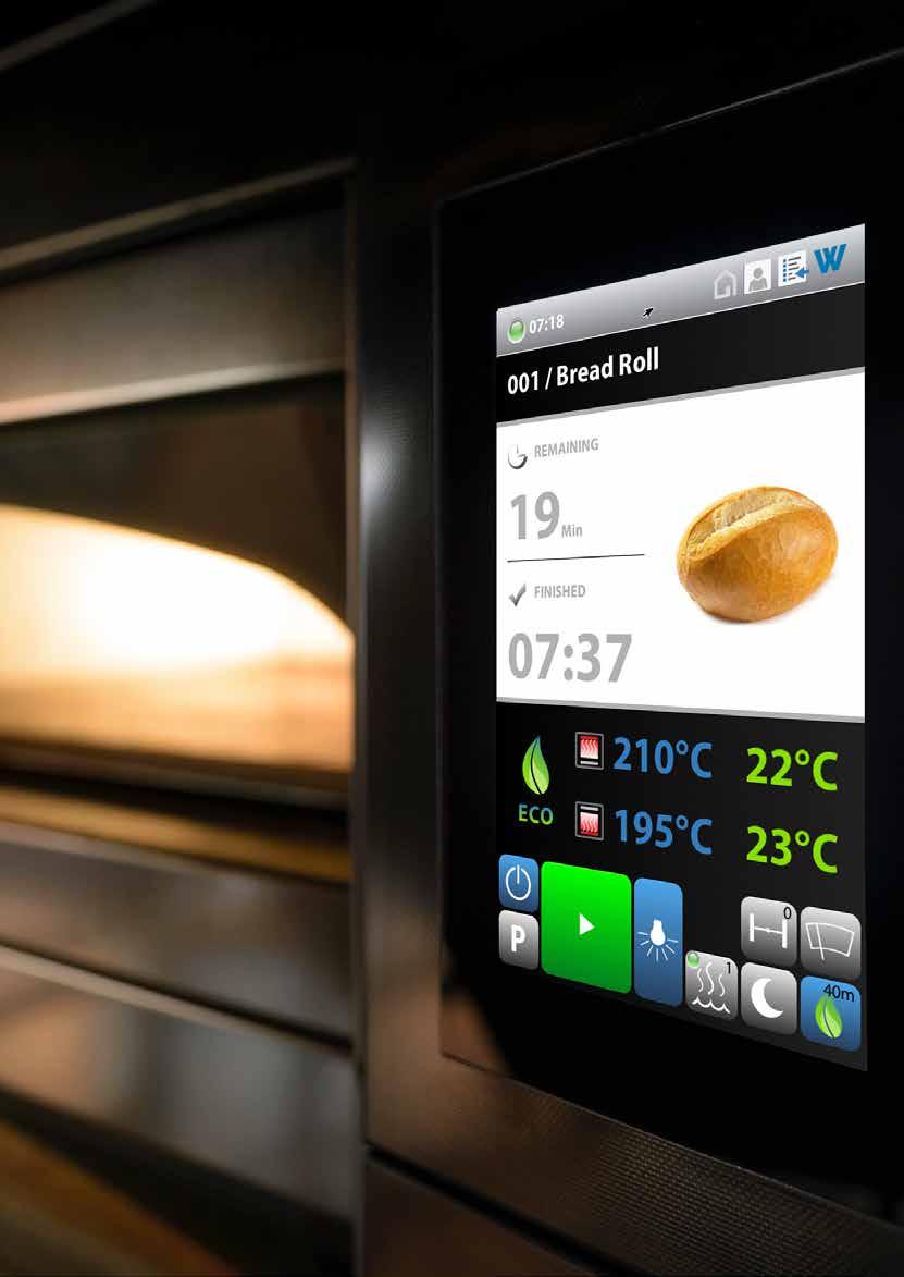 As intuitive and user-friendly as your smartphone 999 automatic programs (10 phases) Large TFT graphic display Touch function, even works with flour-dusted hands Graphic display of temperature