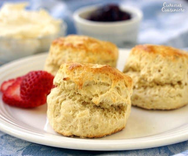 Whisk together the milk, egg and vanilla. Reserve a few teaspoons of the liquid to brush on top of the scones. This helps them brown nicely) 5.