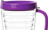 beverages Non-spill, slide closure lid Colors: Clear Body with Black, Blue, Red, Lime Green or Purple Lid