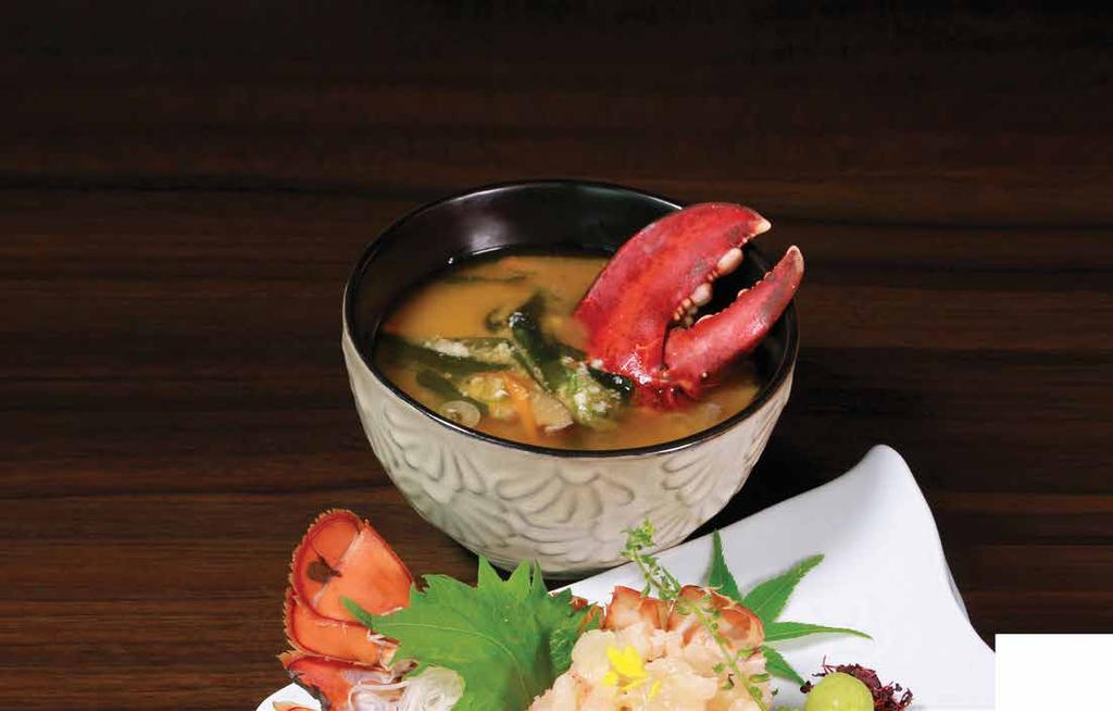 SUIMONO Ise Ebi Miso Soup (good for 2 pax to share) 20 Kaki Yunomi Mushi 11 Osaka-Style Miso Soup Vegetarian
