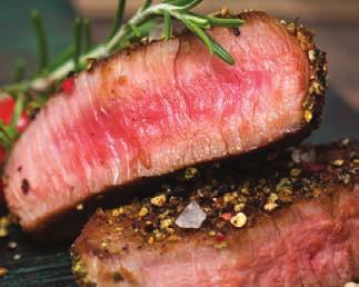 Pepper Crusted Steak 1 2 boneless top sirloin steaks crushed black peppercorns coarse sea salt 3 tbsp melted butter Rub steaks with black pepper and salt on both sides. Refrigerate for 15 minutes.