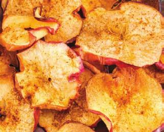 Apple Chips 50 1 small red apple 2 tbsp sugar 1 tbsp dark brown sugar 1 tsp cinnamon Peel and core the apple. Thinly slice apples. Using a slicing mandolin is preferred.