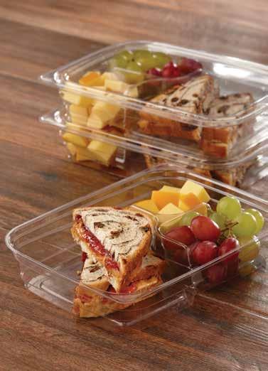 Clear Lids To Show Freshness 2-Compartment PP 6 x 9 Container sku# 78229B300 300/cs Hot Lunch 2-Compartment PP design ideal for maintaining integrity of hot food menu items Microwaveable up to 240 F