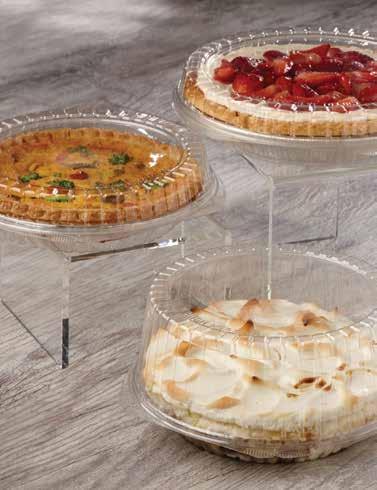 KP800 80/cs Piece of Cake Rainbow designed crystal clear PET enhances dessert presentation Audible closing locks make closing fast and easy Square base with round cake-locator helps center and secure