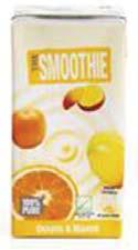 The Smoothie 27 x 200ml carton Orange & Mango Strawberry & Banana Typical Nutritional Information per 100ml 226 kj / 54 kcal Protein 0.6g Carbohydrates 11.7g of which sugars 11.7g Fats 0.