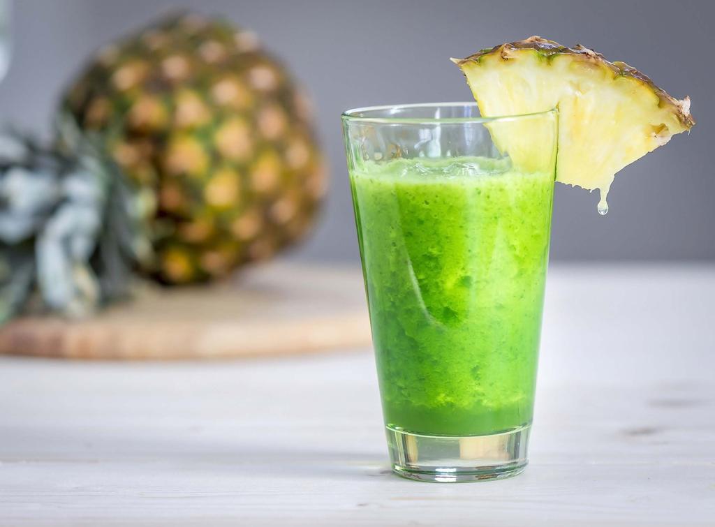 Tropical Cleanser Yield: 1 serving 3 handfuls spinach ¼ avocado ¼ cucumber 1 c pineapple ½ tsp