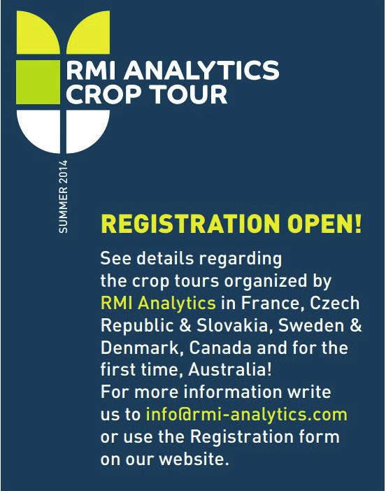 RMI Analytics latest of the UK has a good weather crop tour about 10 days ago in forecast for harvesting this week, the Czech Republic and Slovakia so winter malting barley should confirmed get