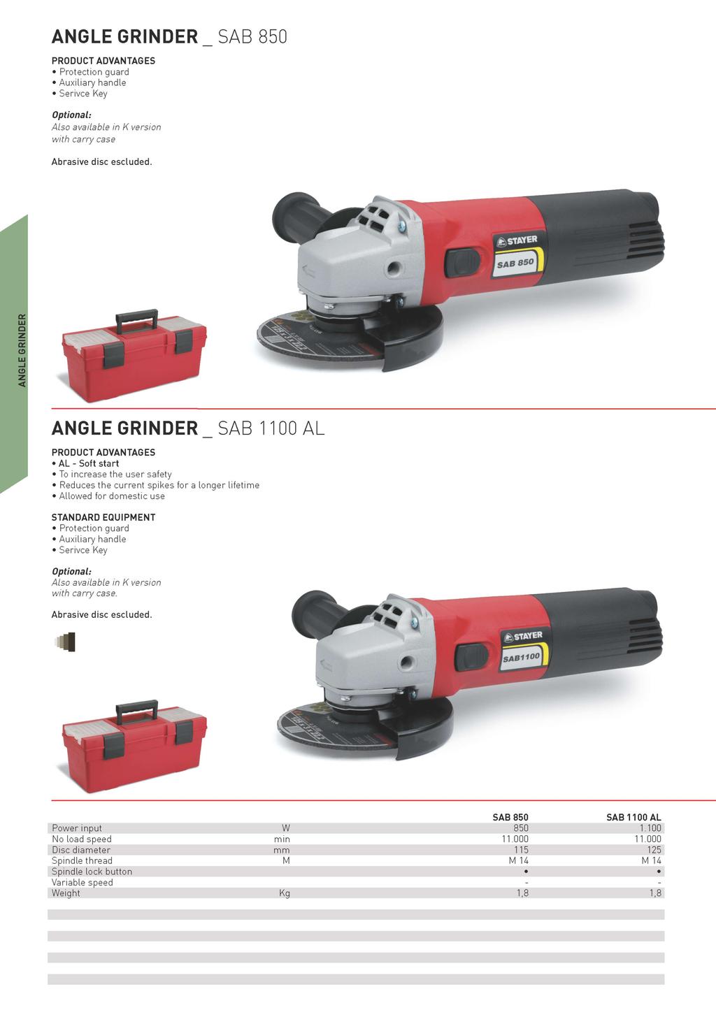 ANGLE GRINDER _ SAB 850 with carry case a.