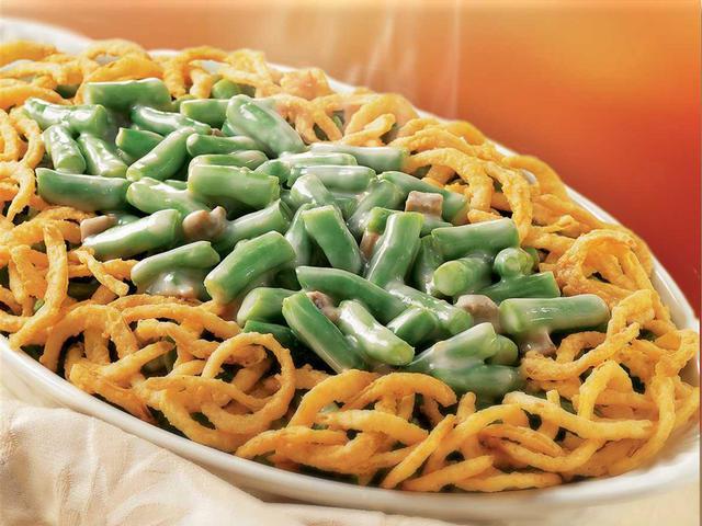 15 Green Bean Casserole 1 can cream of mushroom soup 1/2 soup can evaporated milk (or sour cream) 3 (16 oz.