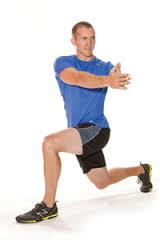 Reverse lunge with rotation Start in standing position, stepping