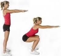 Air squat Variation: squat jump Knees wide,