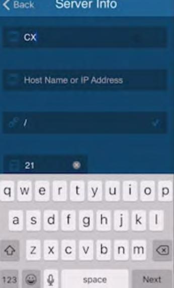 I-PHONE/IOS/APPLE SETUP FTP CONNECTION AS SHOWN-