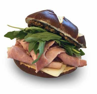 Box Lunch Includes kettle chips, pickle spear and a fresh baked cookie ITALIAN SANDWICH smoked ham, salami, provolone, mild giardiniera, mayo & arugula on an Italian baguette $9.