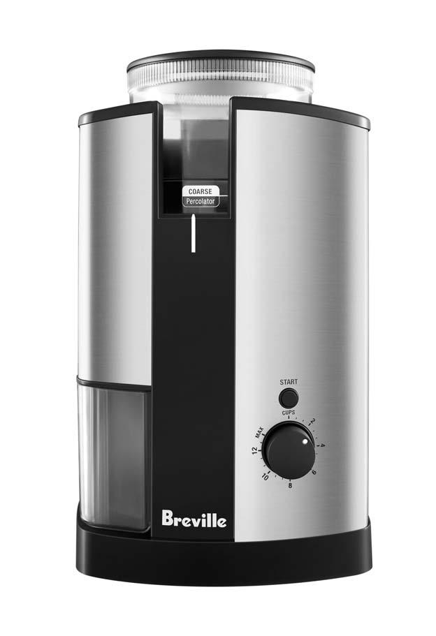 Know your Breville BarAroma Coffee and Spice Grinder Operating your Breville BarAroma Coffee and Spice Grinder Removable bean container holds up to 250g of coffee beans Stylish stainless steel design