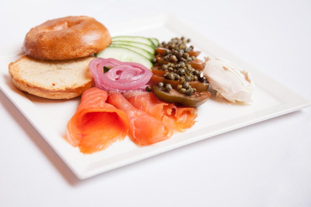Compliment Your Breakfast Assorted Bagels - $55 per dozen Whipped Butter, Cream Cheese, and Housemade Jam Warm Oatmeal - $5 per person Brown Sugar, Cinnamon, Almonds Smoked Salmon Bagels - $15 per