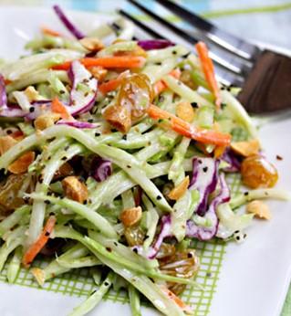 Coleslaw salad 1 cup shredded green cabbage 1 cup shredded red cabbage 1 cup red onion cut into strips 1 cup carrots strips 1 cup green apple cubed 1/2 cup raisin 2 tbsp. vinegar 1 tbsp.