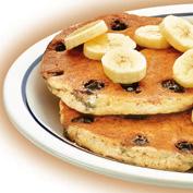 79 900-910 Calories Rooty Tooty Fresh N Fruity SIMPLE & FIT Blueberry Harvest Grain 'N Nut Combo Two Harvest Grain 'N Nut pancakes loaded with blueberries and topped with fresh banana slices.
