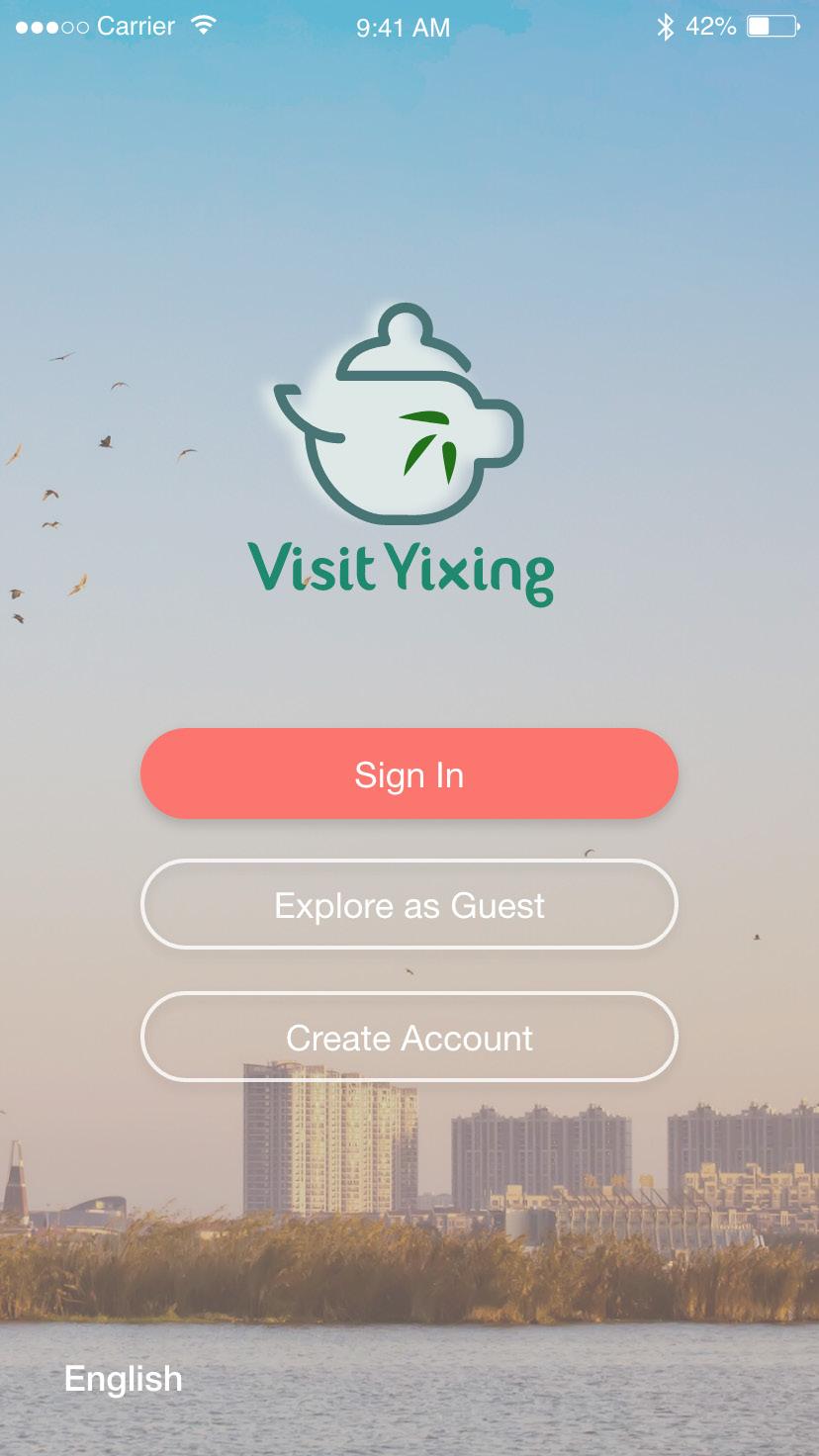 High Fidelity Prototype Screens After users enter the login screen, they can sign in if they have existing account, create an account or explore as a guest without an