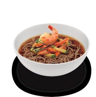 95 Yakisoba or Yaki Udon sautéed in wok with calamari, small shrimps, shiitake, carrot, zucchini, soya sprouts, yakisoba sauce and katsuo 23% RDA Our thin and thick noodles contain soya beans, a