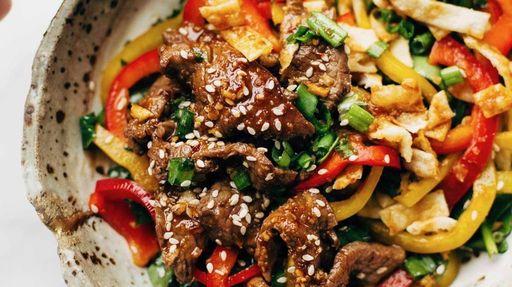 Korean BBQ Steak Bowls with Spicy Sesame Dressing Planned for Supper on Monday, December 4, 2017 Source: pinchofyum.