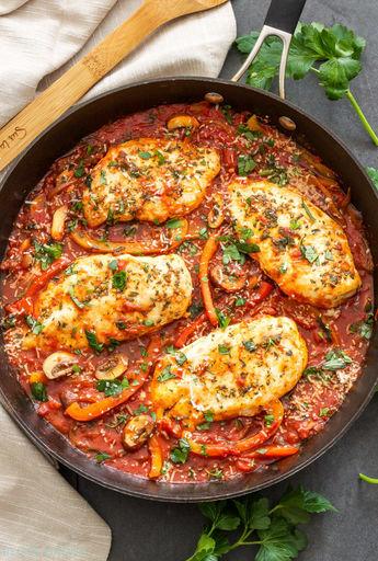 Easy Skillet Chicken Cacciatore Planned for Supper on Sunday, December 3, 2017 Source: reciperunner.
