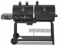 Char-Griller Duo 3-Burner Gas & Charcoal Char-Griller Super Pro Charcoal 12,000 Gas Charcoal Cast Iron Shown With Optional Side Firebox #11236 Burners: 3 Total : 52,800 Burger count: 60 Total Cooking