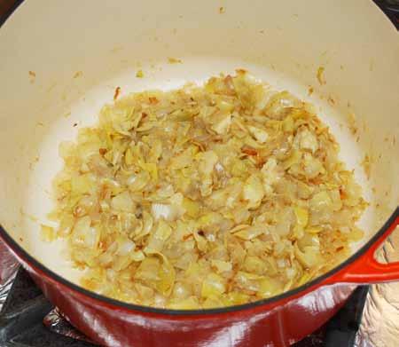 10 6 Add the chopped artichoke hearts and continue to sauté another 10 minutes.