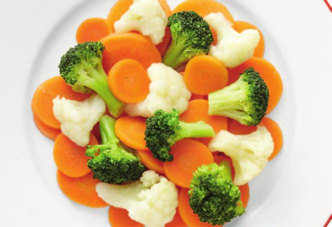 Cold vegetable appetizers Mixed vegetables with mayonnaise Without thawing Portion Storing Consume Cold sauce Single or multi-portions salt and mix with sauce Minute Vegetable Trio with mayonnaise