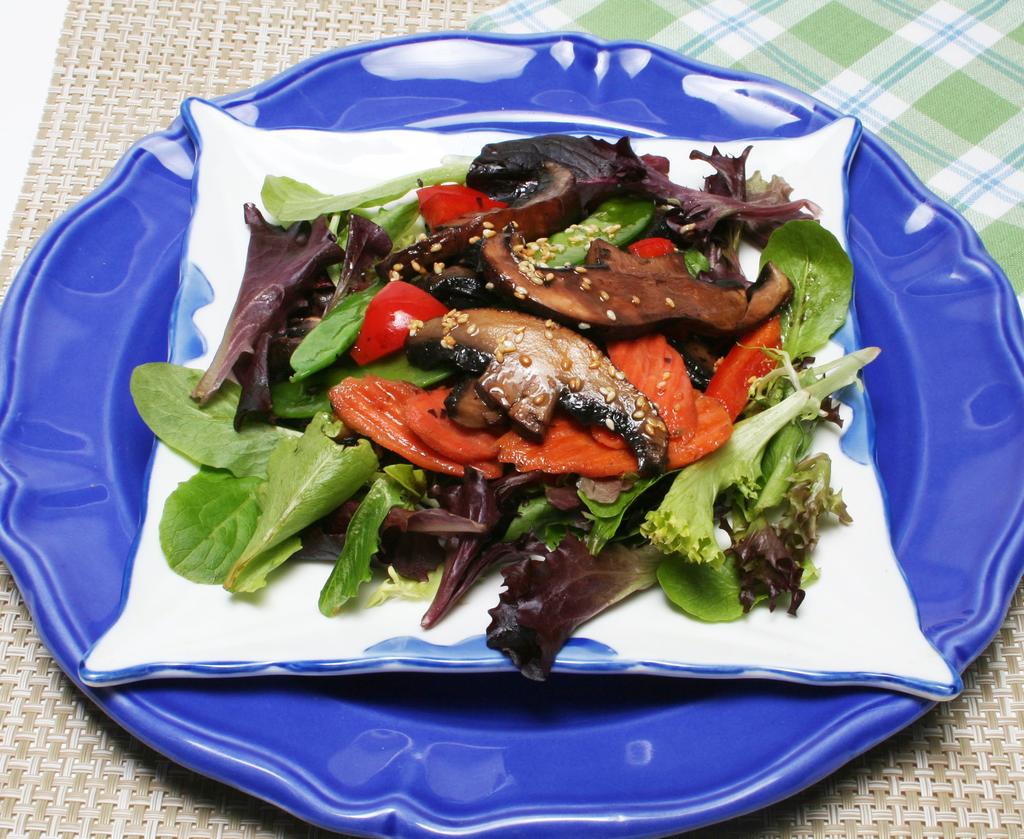 Stir Fry Portobello Salad This salad is loaded with veggies and the portobello mushrooms are a great substitute for meat in this dish!