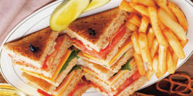 Triple Decker Clubs Served with French Fries, Cole Slaw & Pickle Fresh Roast Turkey or Roast Beef and Bacon...10.95 Cajun Chicken Breast and Bacon...10.95 White Tuna Salad or Chicken Salad and Bacon.