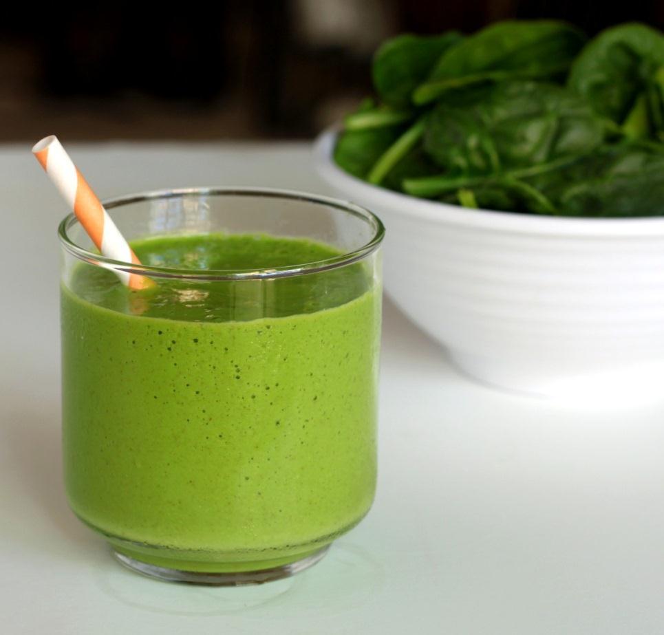Saturday SuperGreen Smoothie Snack Mango Spice Cake SuperGreen Smoothie (Serves: 2) 2 tablespoons chia seeds 1 to 2 handfuls chopped kale or baby spinach ½ cup frozen pineapple pieces 1¼ cups frozen
