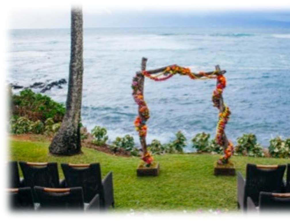 The Ceremony Kapalua Bay grassy overlook On the cliffs edge overlooking Kapalua Bay Site Fee of $700 plus tax