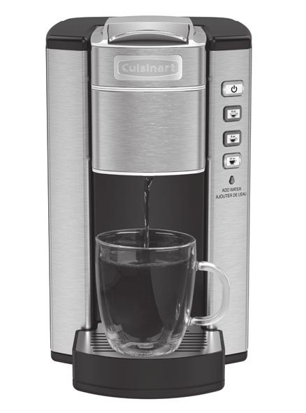 Replace on unit. 3. Press the Power button. 4. The Power and Brew buttons will illuminate. 5. Place mug on the drip tray. The drip tray can be removed to accommodate travel mugs. 6.