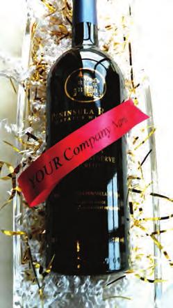 Custom Ribbon: Make a lasting impression this holiday with Peninsula Ridge wine wrapped in a custom ribbon.
