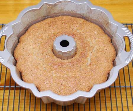 8 Pour the batter into the Bundt pan and bake 60 to 70 minutes until a toothpick inserted in the cake comes out clean.