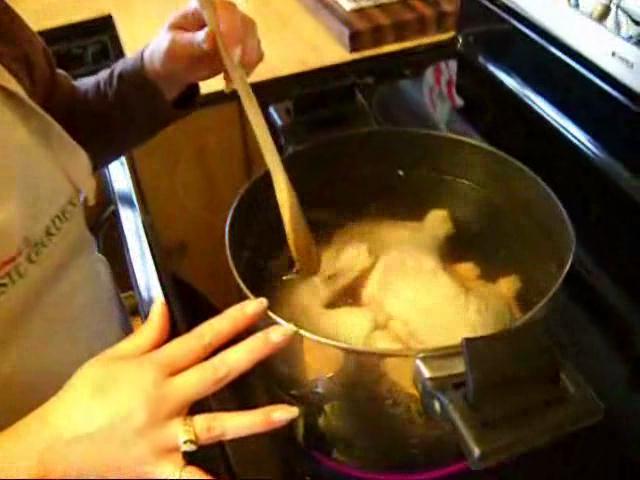 Place the chicken legs in a large pot and cover with