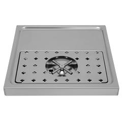 DRIP TRAYS COUNTER TOP DRIP/RINSER Stainless steel, welded corners, brushed finish Various sizes Two plastic drains are included Durable metal single spray rinser