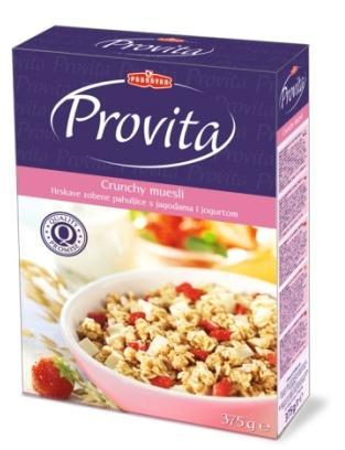 Provita crunchy muesli with milk chocolate Oat flakes with delicious milk chocolate offer an