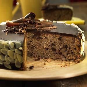 Chocolate Almond Cake with Chocolate Icing This recipe is adapted from Potato by Alex Barker. Flecked with chocolate and the combination of almond makes this a delicious treat for after dinner.